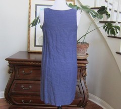 Eileen Fisher Blue Sleeveless Midi Dress Cotton Silk Metallic Blend Size S