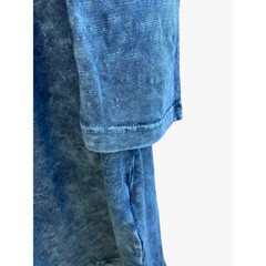 Roxy Women Dress Medium Blue Acid Wash Long Sleeve Sweetheart Neck Cotton