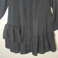COS Black Tiered Ruffle Shift Dress Minimalist Shirt Dress Size 10 Frilled
