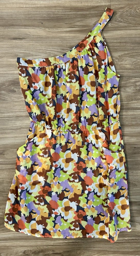 Charlie Jade 100% Silk Dress One Shoulder Size L NWT