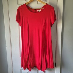 Silence + Noise Urban Outfitters Tomato Red Swing Dress Rayon Indie Sleaze M