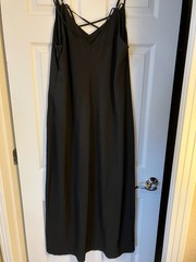 NWT Torrid Nightfall Double Slit Lace Back Maxi Dress Deep Black Size 0 L 12 NEW