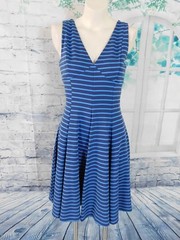 NWT Peter Som for DesigNation Blue Striped Empire Waist Fit & Flare Dress – 6
