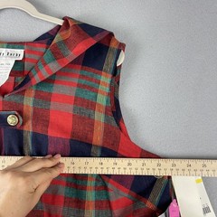 Vintage Lady Dorby Linen Dress Women 20WP Plaid Midi Shawl Collar Cottage NEW