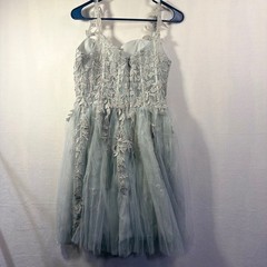 Wear Your Love Floral Lace Tulle Cocktail Dress Sage Grey Prom Homecoming NEW