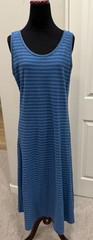 Cut Loose S Linen Blend Sleeveless Maxi Tank Dress Lagenlook Blue Stripe USA