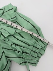 Style USA Mint Green Stripe Ruffle Shoulder Puff Sleeve Mini Dress NWT Size S