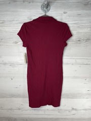 No Boundaries Dress Womens Medium Sparkling Merlot Ribbed Polo Mini Knit