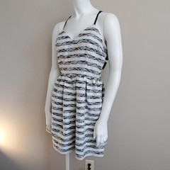 NWT Ina White & Black Striped Lace Dress (M)