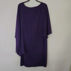 Hanna Nikole Purple Chiffon Layered Sheath Dress Round Neck Zip 3/4 20W