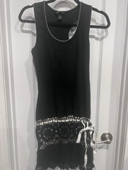Moda International Black Sleeveless Knit Mid Length Dress Women’s Size Small