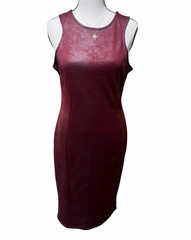 NWT Iris Burgundy Faux Leather Look Sleeveless Bodycon Midi Dress Size M