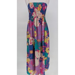 GAP Smocked Top Maxi Dress M Multi Floral Cotton Cottage Boho Chic Retro Beachy