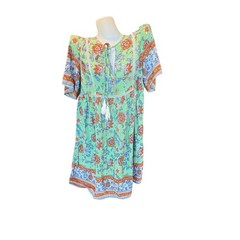 ♾️Love Kuza Los Angeles Boho Floral Prairie Tassel Tie Neck Mini Dress Medium♾️