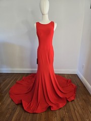 Marsen – Red Mermaid Backless Evening Wedding Gown W/ circle Train – LARGE NWT