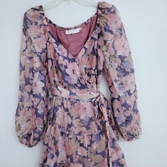 Anthropologie ASTR the Label Jannika Wrap Floral Midi Boho V-Neck Dress Small