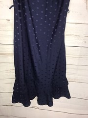 Maison Jules Navy Blue Dotted One-Ruffled Shoulder Dress-Ruffled Hem-Small-NWT