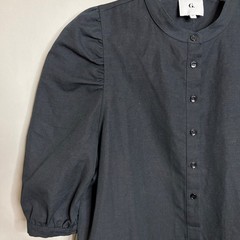 Goop G. Label Black Linen Cotton Midi Shirt Dress XL Minimalist Popover Shift