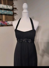 Ruby Rox Black Chiffon Halter Bow Pleated A-Line Party Dress Lined Knee S