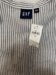 Gap Cotton (95%) BTN Front Blue Stripe 3/4 Sleeve Tier Belt Maxi XXL NWT ($118)
