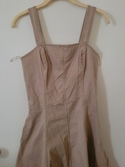 Esprit Structured Square Neck Fit & Flare Midi Dress Beige Sz Sm Cottagecore NWT