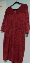 Womens Miusol Dress Lace Lined XXL Wine Zip 3/4 Sleeves V Neck