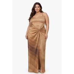 SKIMS Silk Slip Dress High Slit Nude Print 2X