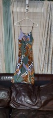 Rewind Women&rsquo;s Long A-Line Patchwork Multicolor V-Neck Sleeveless Dress Size S