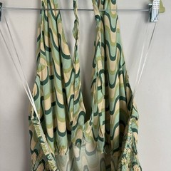 Cotton:On Curve Grass Green Wave Kelsey Halter Flowy Sleeveless Mini Dress Sz 22