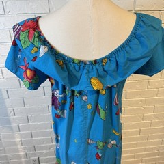 Vintage Hilo Hattie Hawaiian Ruffle Maxi Dress Womens M/L