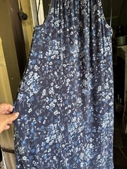 Women&rsquo;s Navy Blue White Floral Halter Sundress M Knee Length Cotton Blend Tie