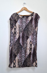 NEXT Boxy Multi Snakeskin Printed Shift Dress Size 12 Layering Pattern Clash VGC