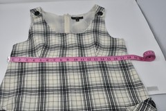My Michelle Plaid Dress L Black White Sleeveless Pockets Button Strap Zip