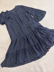 Loft Blue Dress With Lace, Accent, Flow Sleeves, And Bottom Size 0 Women’s ￼