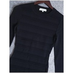 Reiss Jenkins Womens Size 6 Black Scalloped Knit Bodycon Dress Cocktail Designer