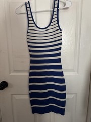 SheIn Women&rsquo;s XS Blue/White Striped Bodycon Dress Sleeveless Scoop Neck