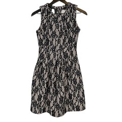 HD In Paris Anthropologie Lace Print Violante Mini Dress Black Beige – XS