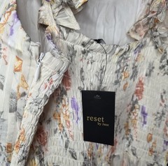 Reset by Jane Kristi Floral Ivo Midi Dress Sz L Smocked Bodice Tiered Ruffle NWT