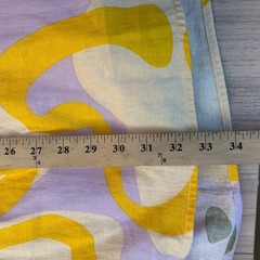Sabo Linen Cotton Mini Dress Abstract Cut-Out XXS Yellow Lilac Retro Summer Boho
