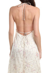 LoveShackFancy Cabane Silk Asymmetric hem Halter Maxi Dress in Biscotti M $625