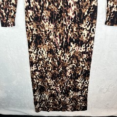 BCBGMAXAZRIA Dress Womens M Brown Abstract Print Long Sleeve Maxi Stretch Slit