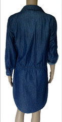 Gloria Vanderbilt, Small, Chambray Tencel Dress, Cinch Waist, Roll Tab Sleeves