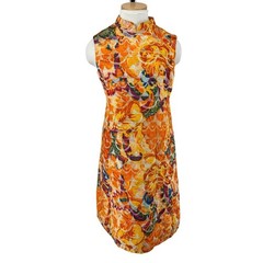 Vintage 60s Brocade Sleeveless Dress Mid Century Cocktail Medium