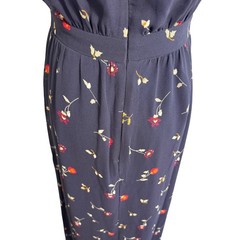 Madewell Navy Blue Floral V-Neck Maxi Dress Short Flutter Sleeve Size 00