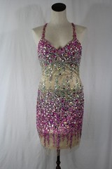 FAVIANA Pink Short Mini Prom Homecoming Formal PAGEANT DRESS Sequins Size 6