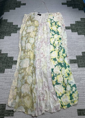 Zara Dress Womens Xl Beige Green Pink Floral Midi