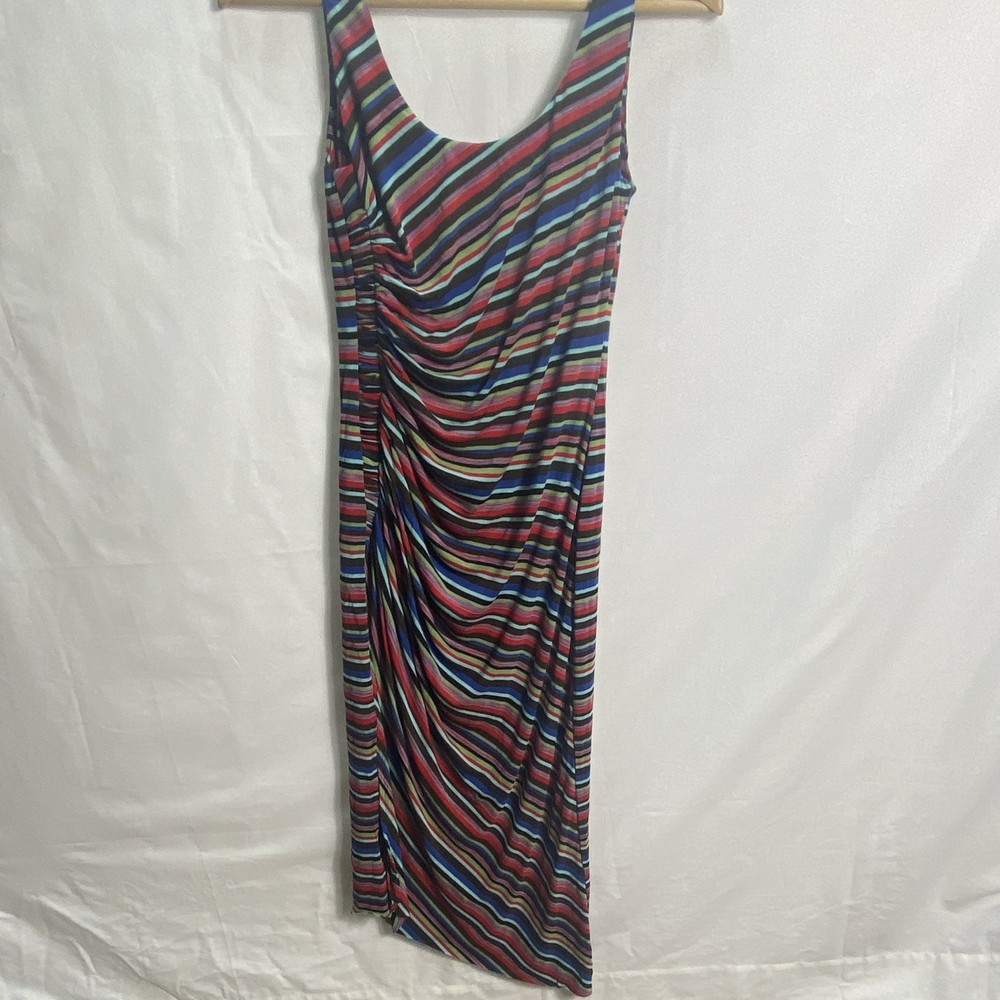 Anthropologie Bailey/44 Petite XS P Multicolor Striped Ruched Bodycon Midi Dress