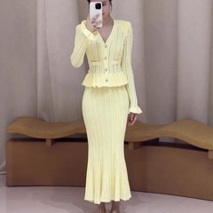 Self-Portrait Womens Autumn New Temperament V-neck Knitted Dress