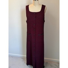 Vintage Academia Twee Indie Grandpa Art Hoe Boucle Maxi in burgundy/black- S