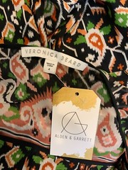Veronica Beard Black Orange Green Paisley Venice Tie Waist Dress Size 4